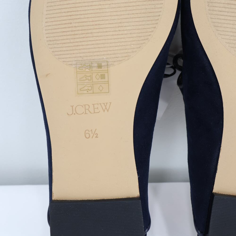 J.Crew Factory Sueded Bow Slip-On Mules Navy Blue Size 6.5 NWT - Picture 9 of 9